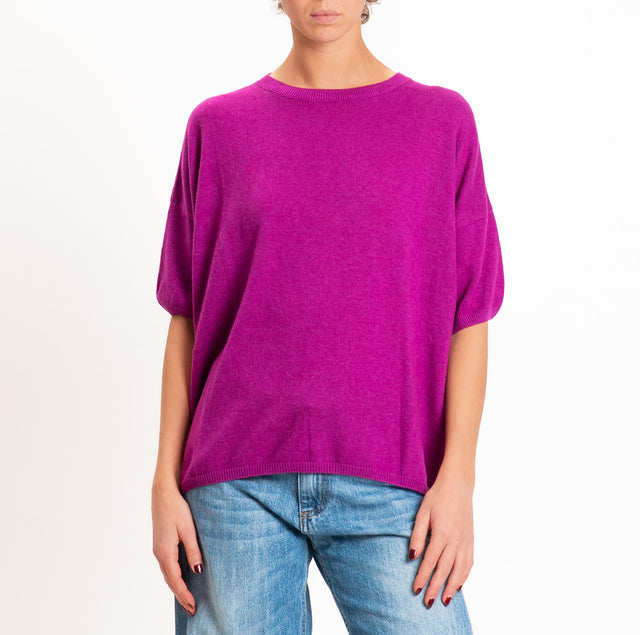 Dixie-Maglia girocollo misto cashmere - magenta