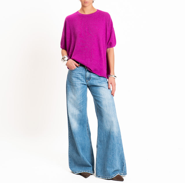 Dixie-Maglia girocollo misto cashmere - magenta
