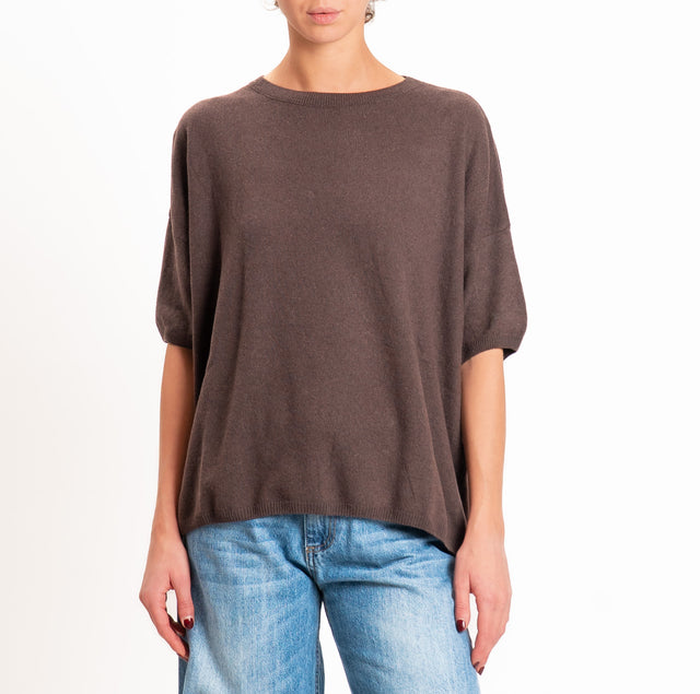 Dixie-Maglia girocollo misto cashmere - moro
