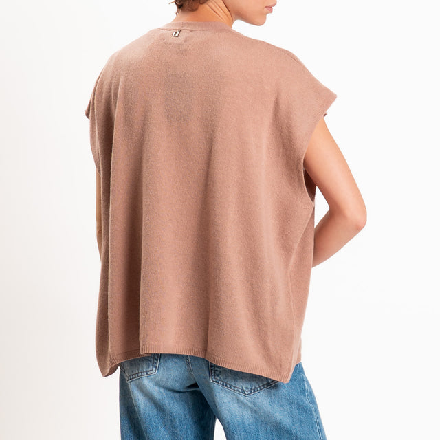 Dixie-Gilet misto cashmere bottoni madre perla - biscotto