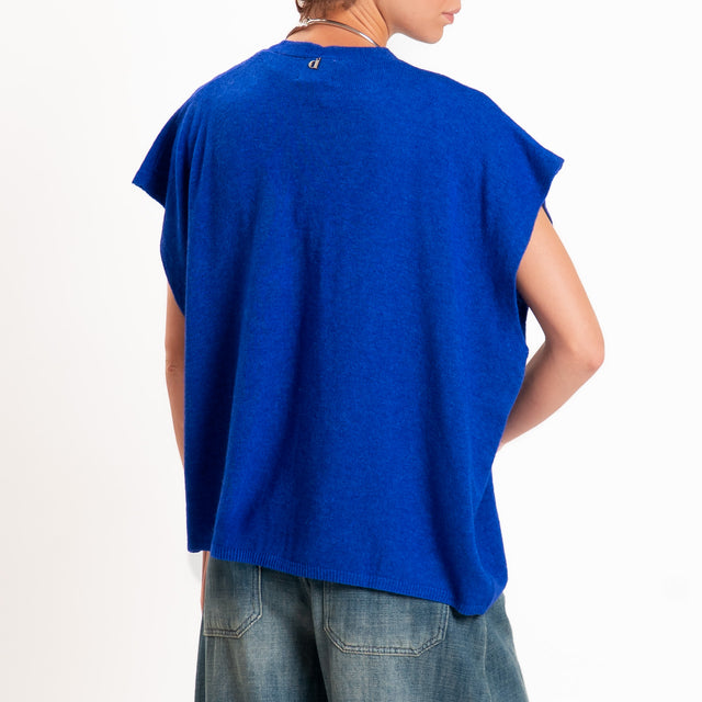 Dixie-Gilet misto cashmere bottoni madre perla - bluette