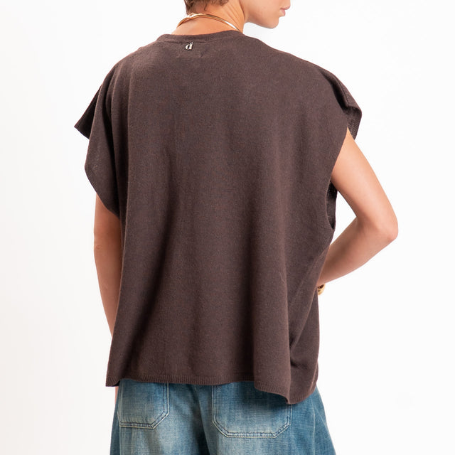 Dixie-Gilet misto cashmere bottoni madre perla - moro