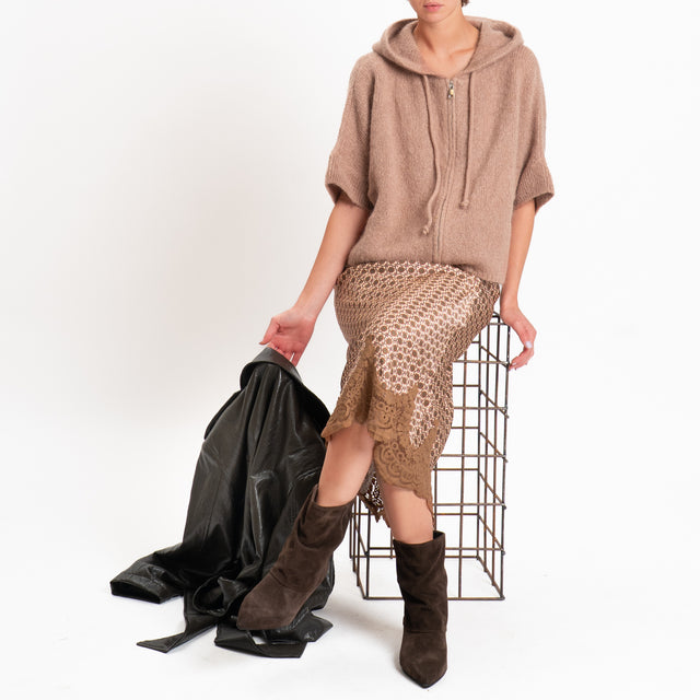 Dixie-Maglia mohair con cappuccio - biscotto