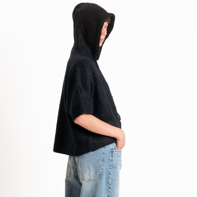 Dixie-Maglia mohair con cappuccio - nero