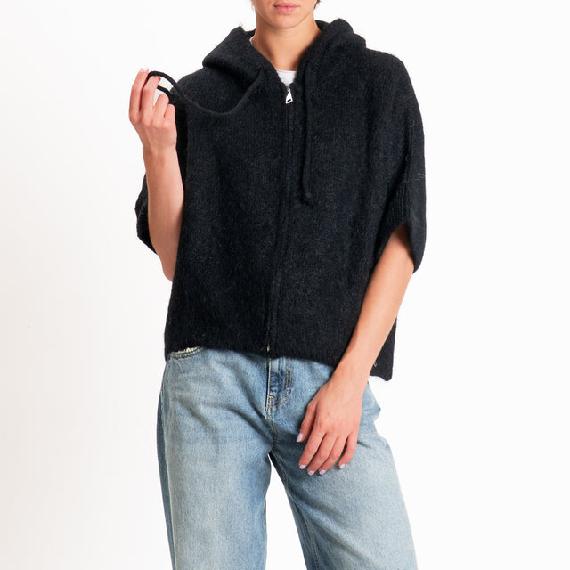 Dixie-Maglia mohair con cappuccio - nero
