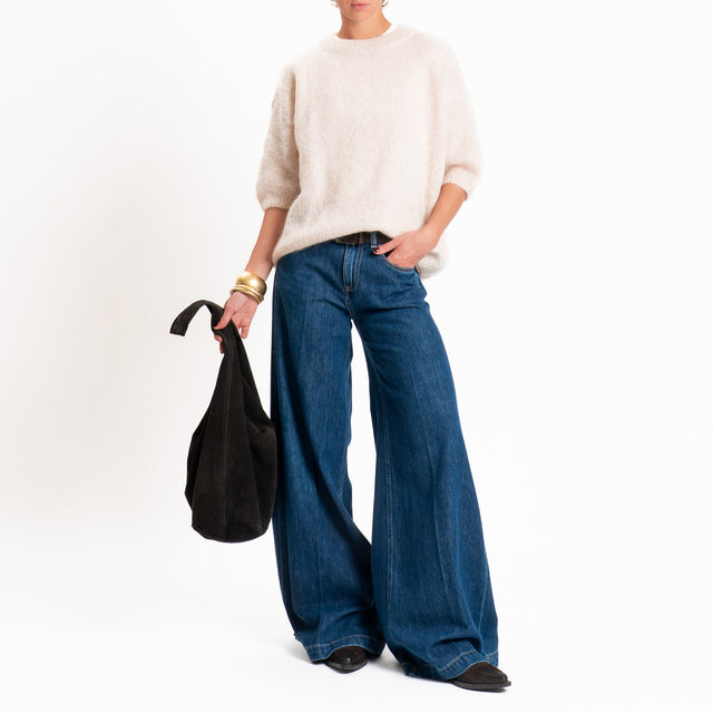 Dixie-Maglia mohair girocollo - cipria