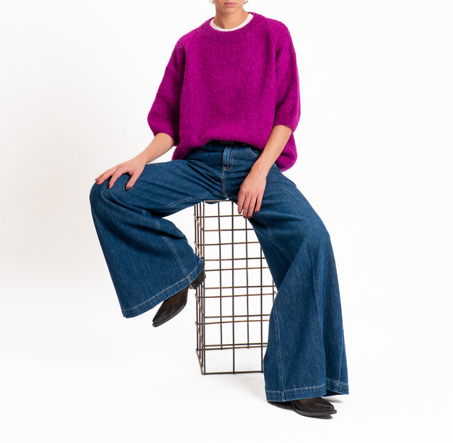 Dixie-Maglia mohair girocollo - magenta