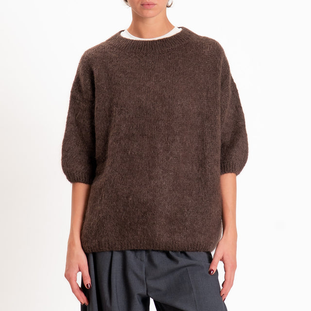 Dixie-Maglia mohair girocollo - moro