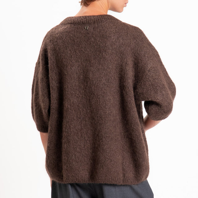 Dixie-Maglia mohair girocollo - moro