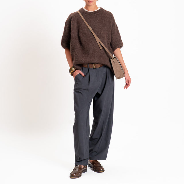 Dixie-Maglia mohair girocollo - moro