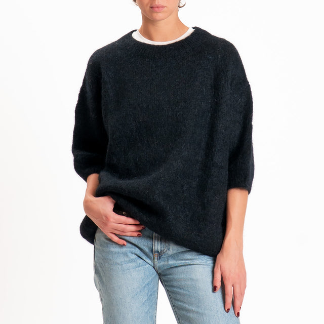 Dixie-Maglia mohair girocollo - Nero