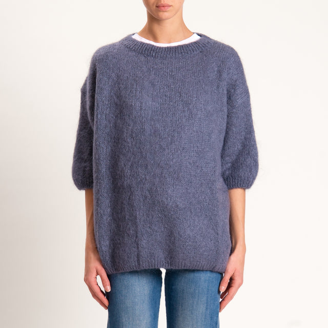 Dixie-Maglia mohair oversize manica 3/4 - antracite
