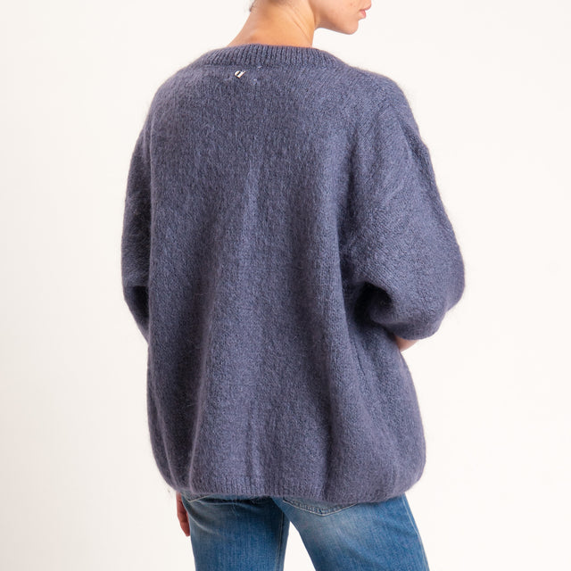 Dixie-Maglia mohair oversize manica 3/4 - antracite