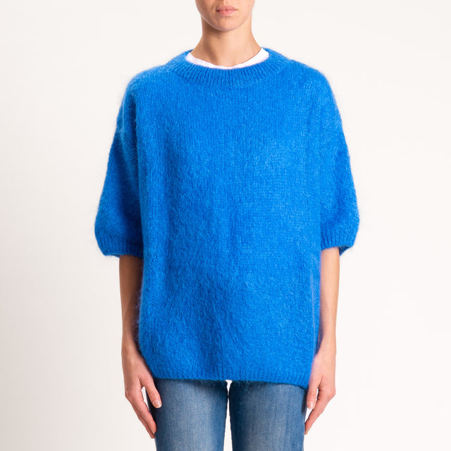 Dixie-Maglia mohair oversize manica 3/4 - royal