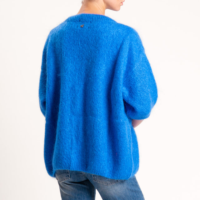 Dixie-Maglia mohair oversize manica 3/4 - royal