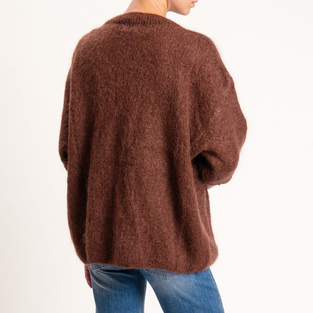 Dixie-Maglia mohair oversize manica 3/4 - caffe'