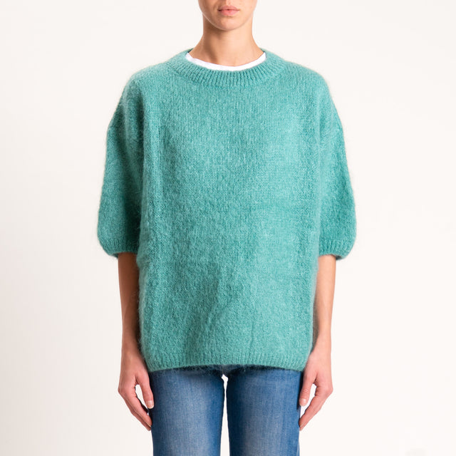 Dixie-Maglia mohair oversize manica 3/4 - menta