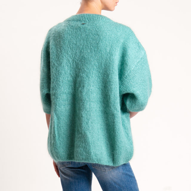Dixie-Maglia mohair oversize manica 3/4 - menta