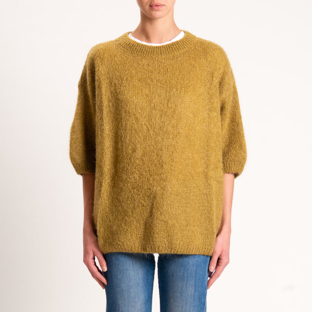 Dixie-Maglia mohair oversize manica 3/4 - olio