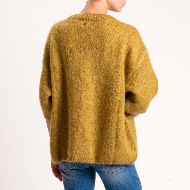 Dixie-Maglia mohair oversize manica 3/4 - olio