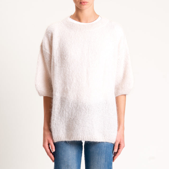 Dixie-Maglia mohair oversize manica 3/4 - panna