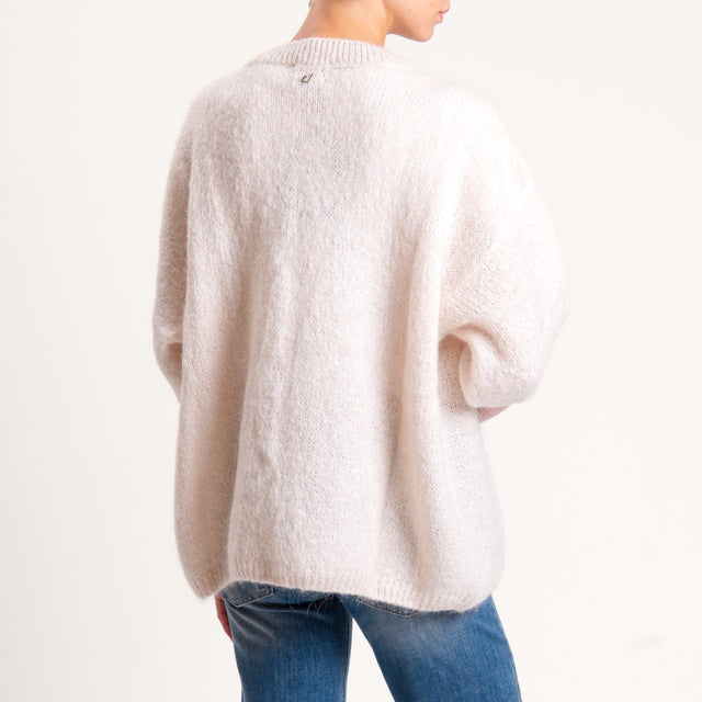 Dixie-Maglia mohair oversize manica 3/4 - panna