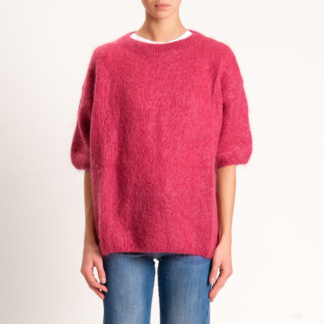 Dixie-Maglia mohair oversize manica 3/4 - cherry