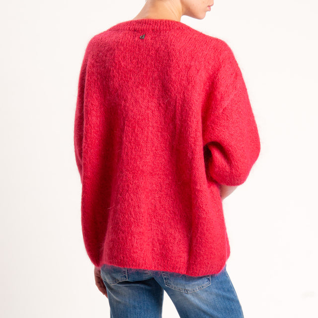 Dixie-Maglia mohair oversize manica 3/4 - rosso