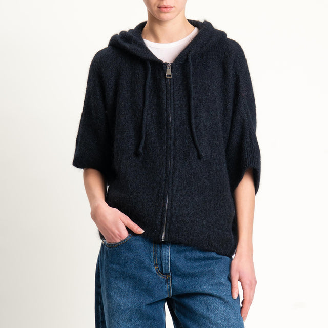 Dixie- Maglia misto cashmere con cappuccio - nero