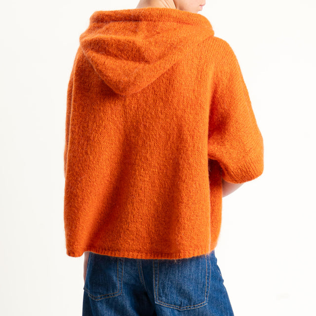 Dixie- Maglia misto cashmere con cappuccio - arancio