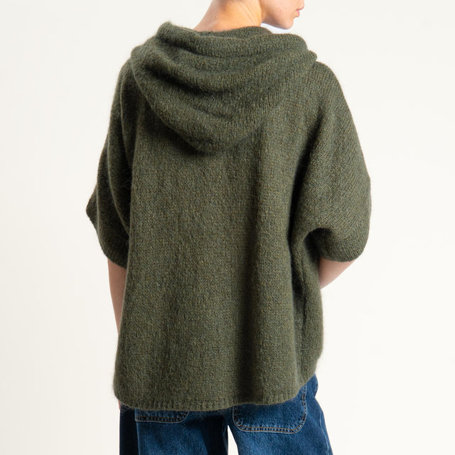 Dixie- Maglia misto cashmere con cappuccio - militare