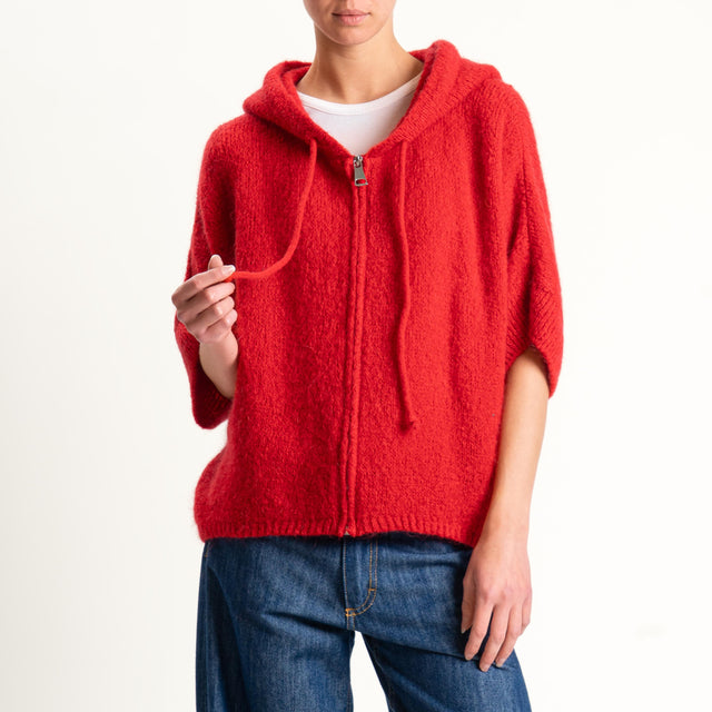 Dixie- Maglia misto cashmere con cappuccio - rosso