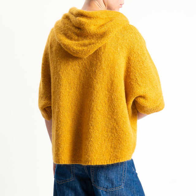 Dixie- Maglia misto cashmere con cappuccio - Senape