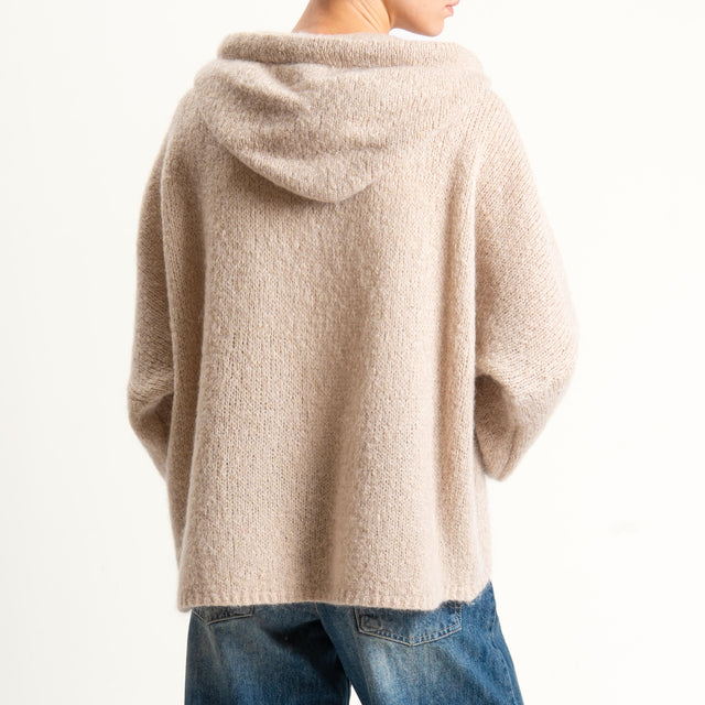 Dixie-Maglia misto lana con cappuccio - beige