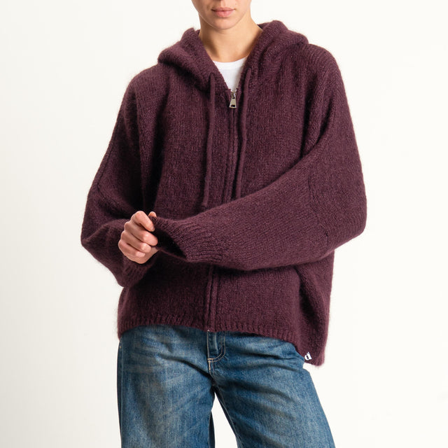 Dixie-Maglia misto lana con cappuccio - prugna