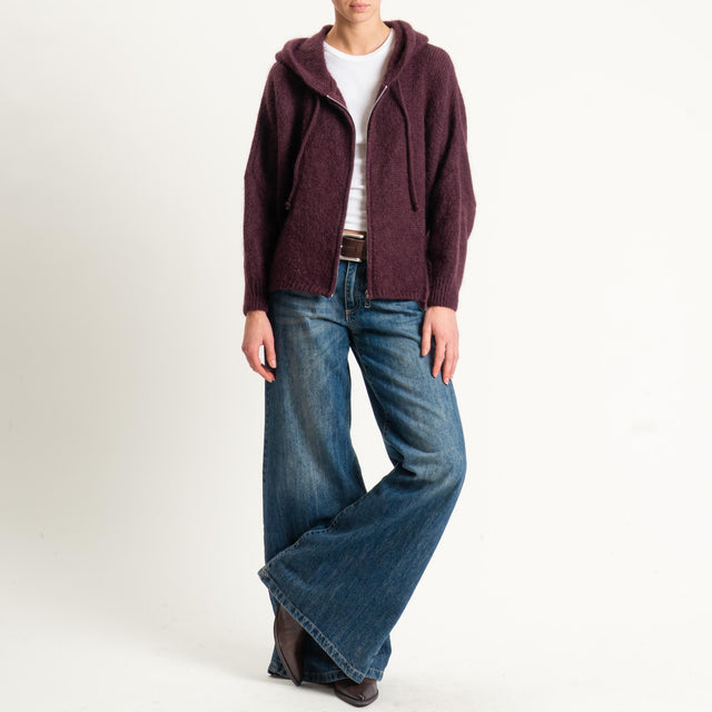 Dixie-Maglia misto lana con cappuccio - prugna