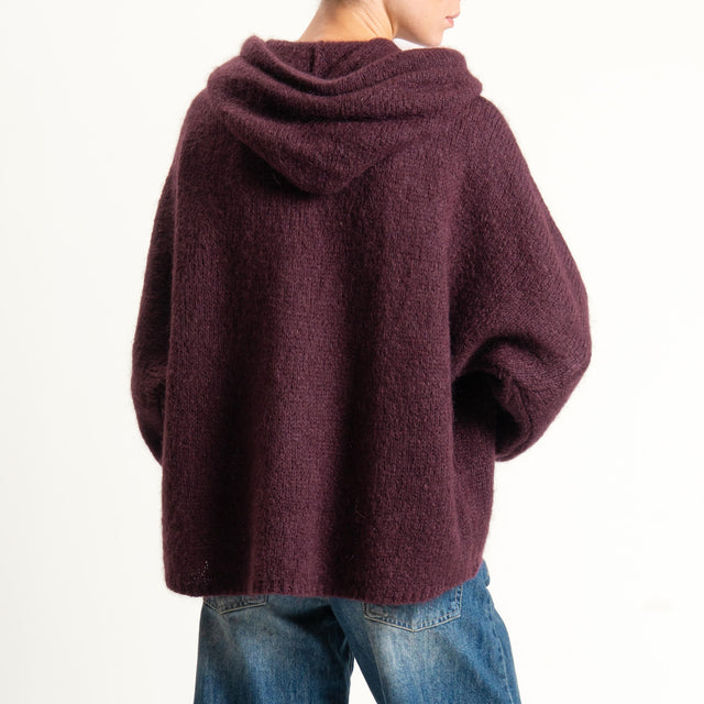 Dixie-Maglia misto lana con cappuccio - prugna