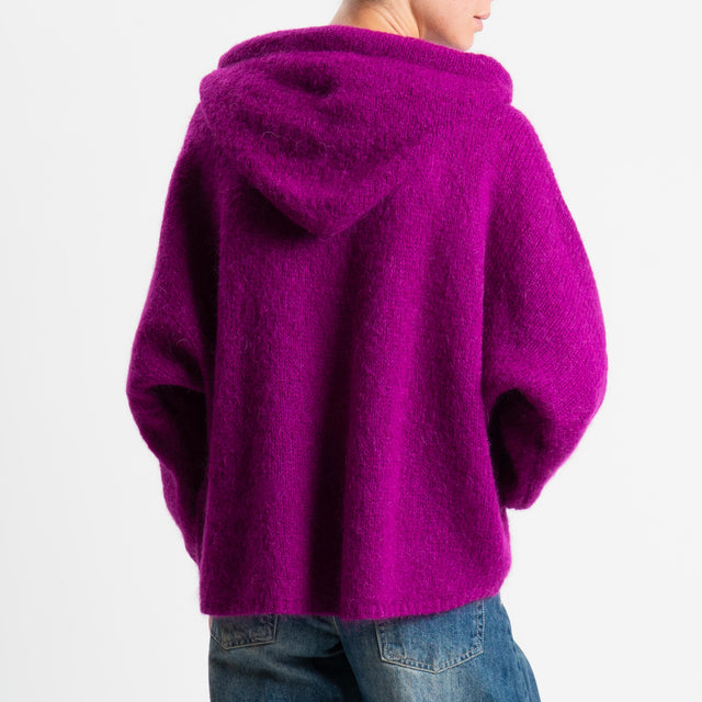 Dixie-Maglia misto lana con cappuccio - ortensia