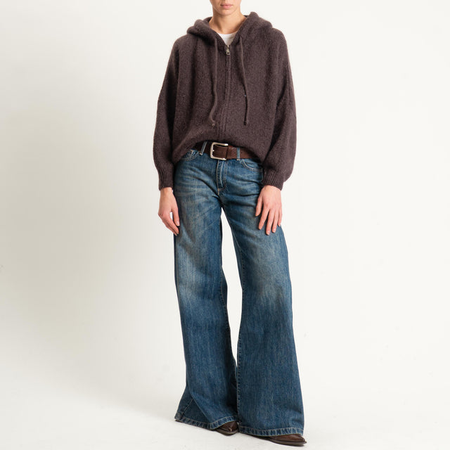 Dixie-Maglia misto lana con cappuccio - moro
