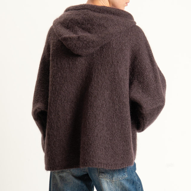 Dixie-Maglia misto lana con cappuccio - moro