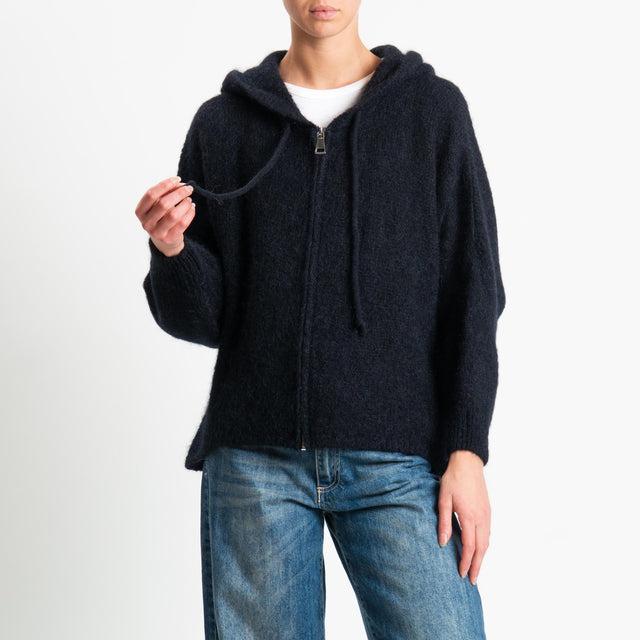 Dixie-Maglia misto lana con cappuccio - nero