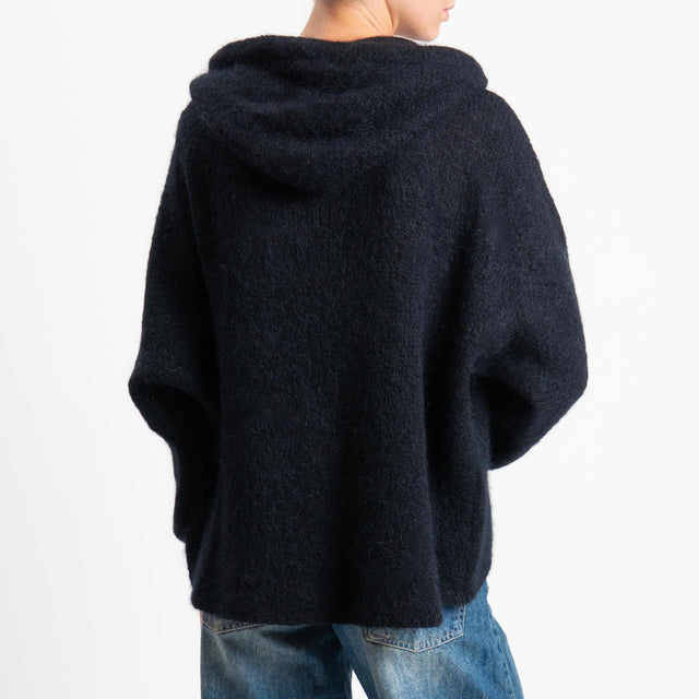 Dixie-Maglia misto lana con cappuccio - nero