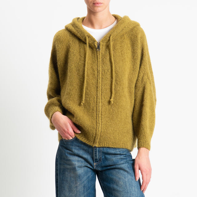 Dixie-Maglia misto lana con cappuccio - olio