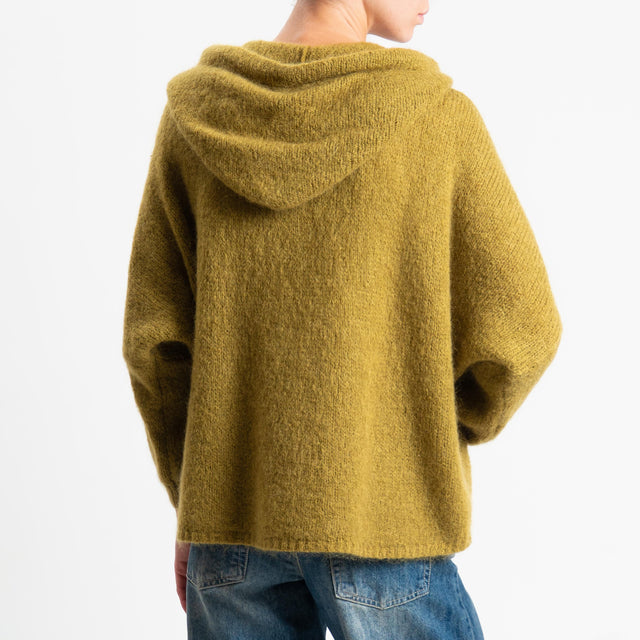 Dixie-Maglia misto lana con cappuccio - olio