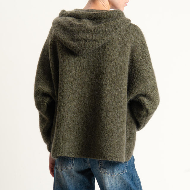 Dixie-Maglia misto lana con cappuccio - militare