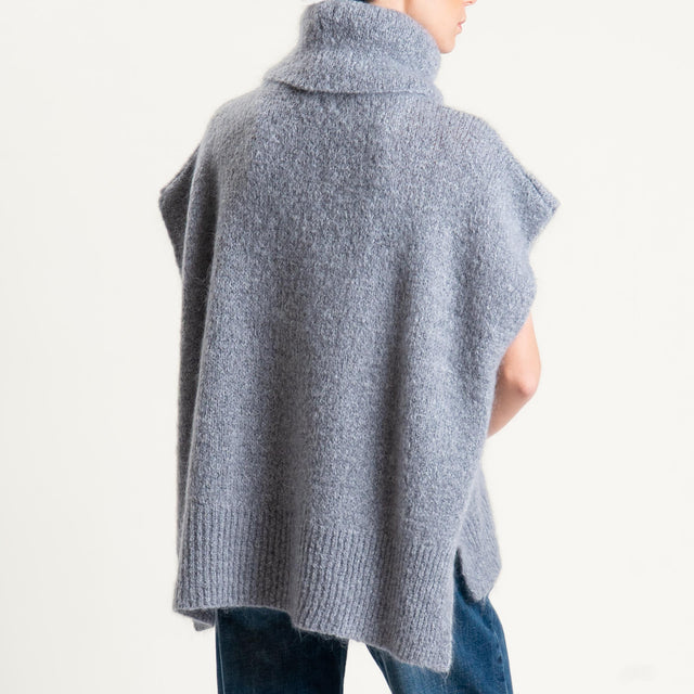 Dixie-Maglia mohair smanicata collo alto - grigio