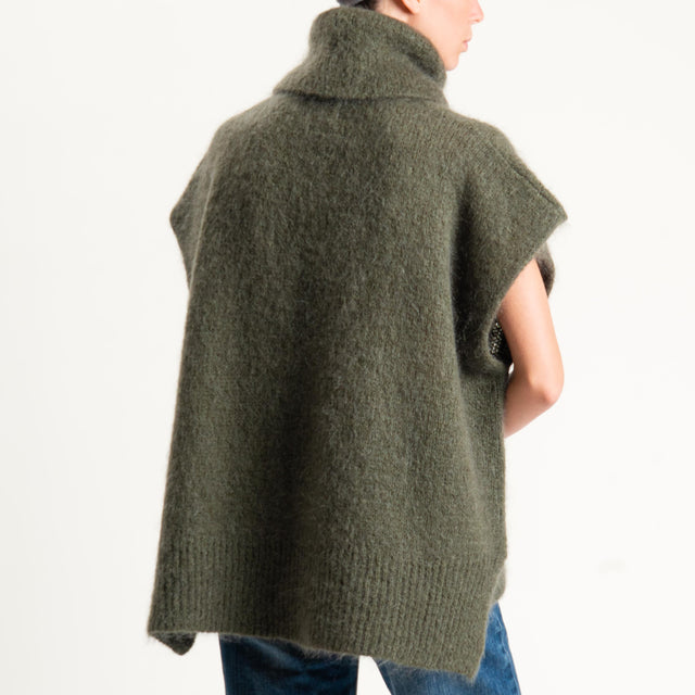 Dixie-Maglia mohair smanicata collo alto - militare
