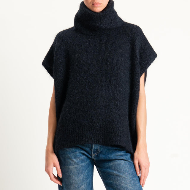 Dixie-Maglia mohair smanicata collo alto - nero