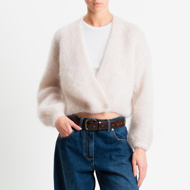 Dixie-Cardigan mohair chiusura asimmetrica - burro