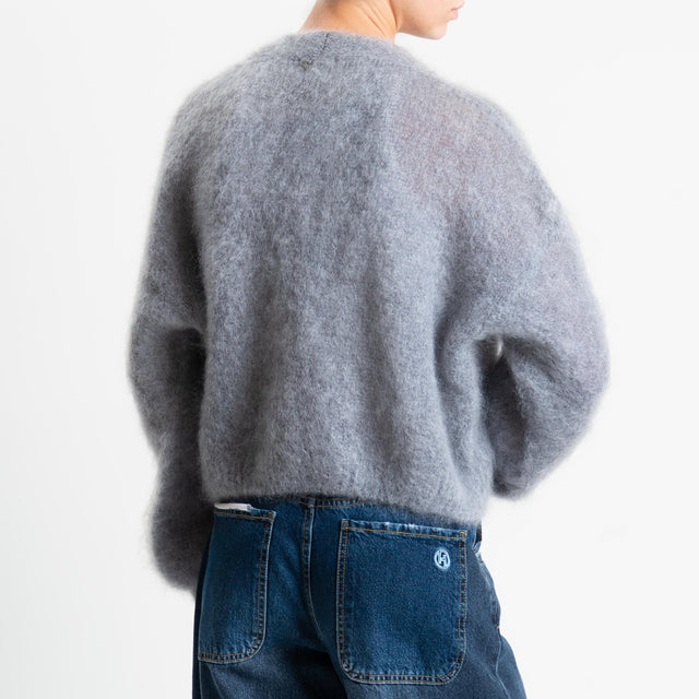 Dixie-Cardigan mohair chiusura asimmetrica - grigio